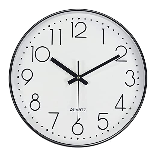 Silence Wall Clock Non-Ticking Quiet Decorative - Simple Black Analog