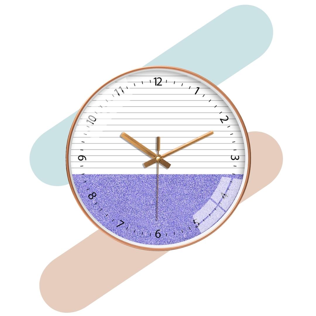 Wall Clock for Home | Living Room| Office | Purple & White