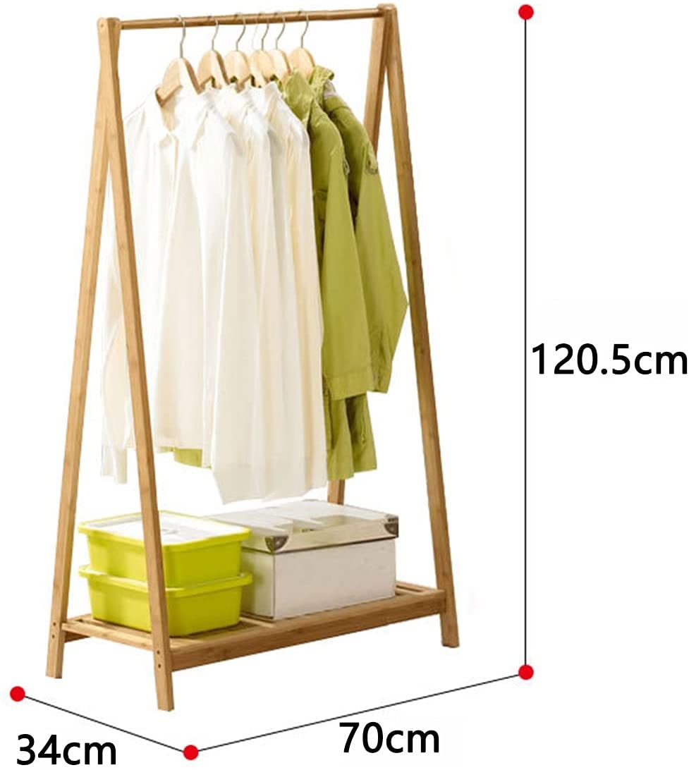 Bamboo wooden Rack stand for Cloth with One Storage shelves - Star Work 