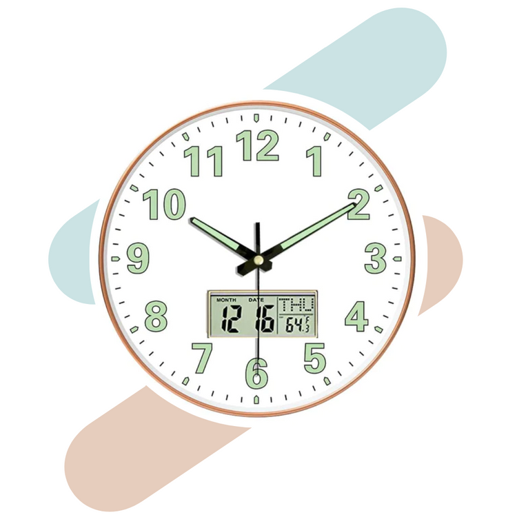 Digital Analog Wall Clock (Radium White Digital)