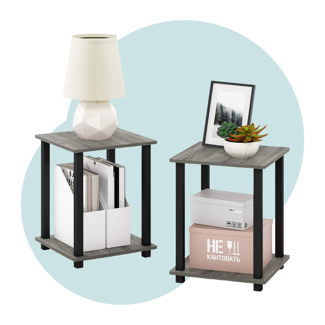 Side Tables | End Table 2 Tier Shelf Rack Stand for Sofa Turn-N-Tube
