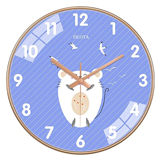 Silence Wall Clock Non-Ticking Quiet Decorative - Blue White Egg Clock