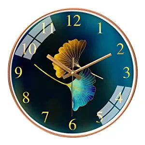 Silent Mute Wall Clocks | Plastics Frame Glass Cover (Blue Flower Clock)