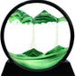 STAR WORK Moving Sand Art Picture Round Glass 3D Deep Sea Sand scape in Motion Display Flowing Sand Frame Relaxing Desktop Home Office Work Decor Black Frame (12 IN,7 IN, 	GREEN)