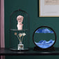 STAR WORK Moving Sand Art Picture Round Glass 3D Deep Sea Sand scape in Motion Display Flowing Sand Frame Relaxing Desktop Home Office Work Decor Black Frame (12 IN,7 IN, BLUE)