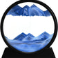 STAR WORK Moving Sand Art Picture Round Glass 3D Deep Sea Sand scape in Motion Display Flowing Sand Frame Relaxing Desktop Home Office Work Decor Black Frame (12 IN,7 IN, BLUE)
