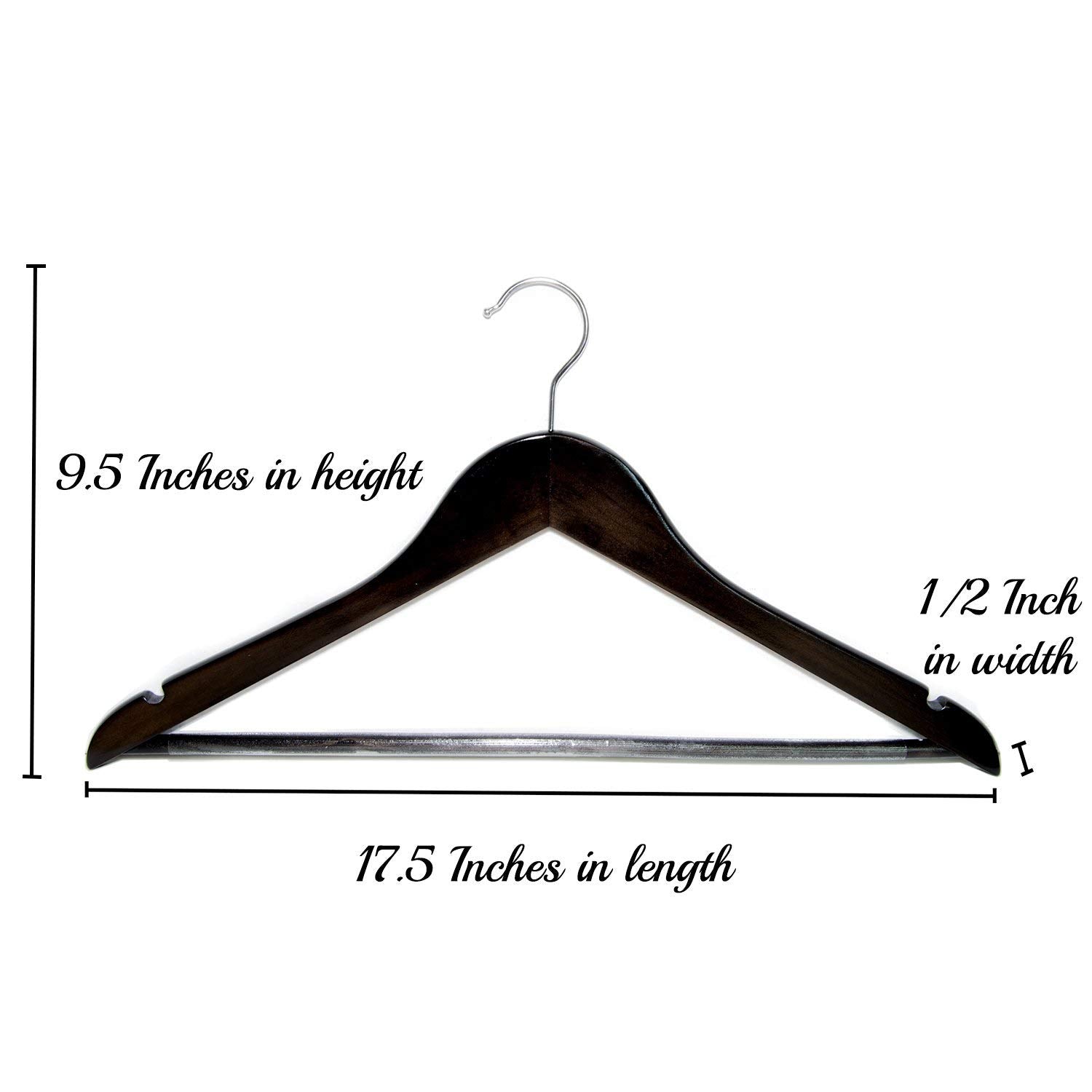 Strong Cherry Wooden Wardrobe Hangers For Suits | Natural Wood Hangers Pack Of 12 - Star Work 