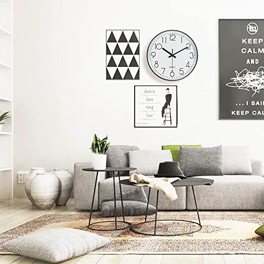 Silence Wall Clock Non-Ticking Quiet Decorative - Simple Black Analog