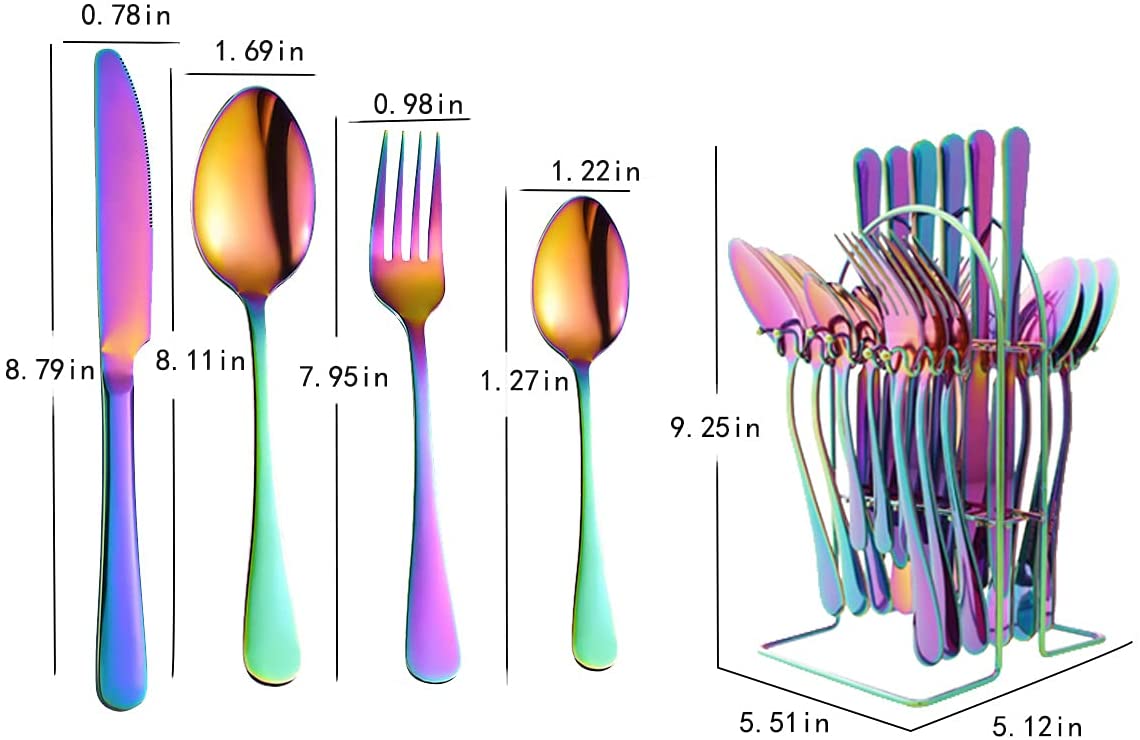 Utensils Stainless Steel Portable Rainbow Cutlery Set Flatware Set - Star Work 