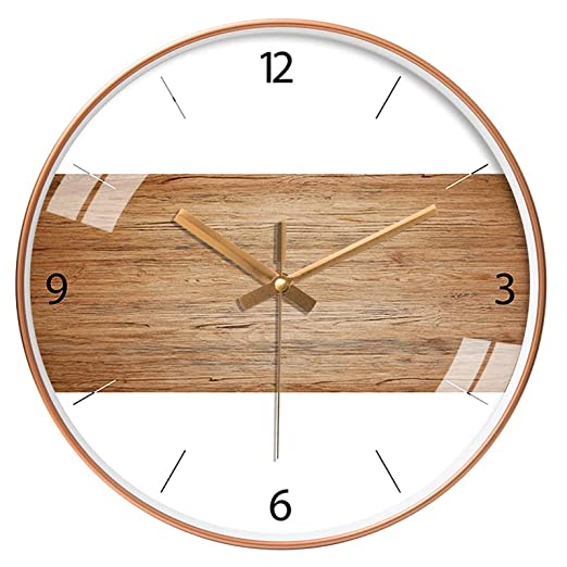 Silent Mute Wall Clocks | Plastics Frame Glass Cover (White Wooden Clock)