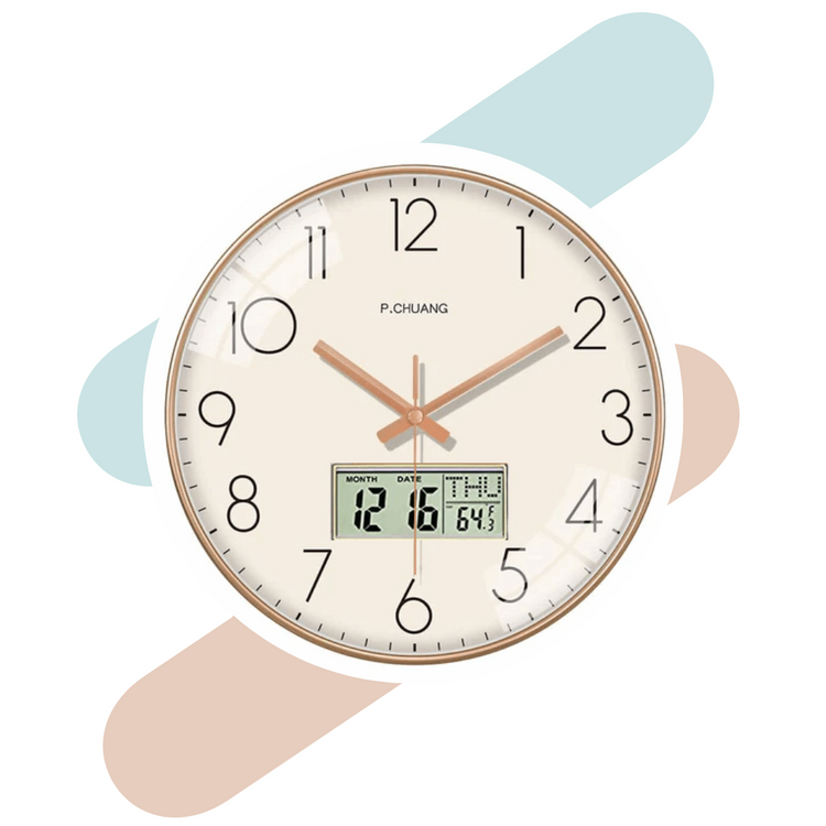 Digital Analog Wall Clock(Cream Digital)