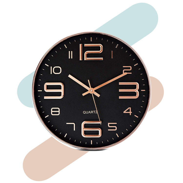 Silence Wall Clock Non-Ticking Quiet Decorative - Black