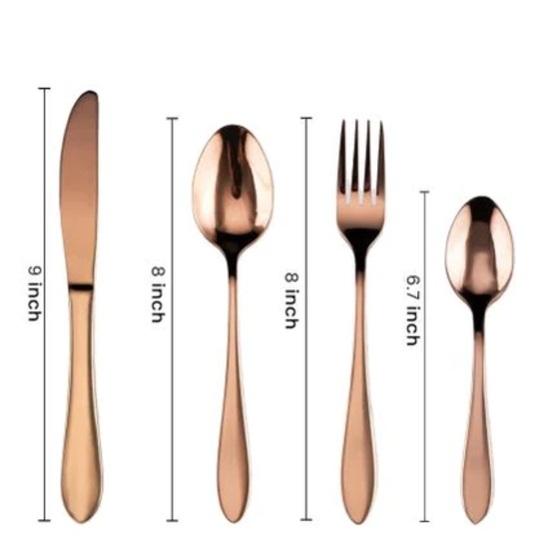 Hotel Dinnerware Mirror Cutlery European-Style Tableware Rose Gold Set Of 04 - Star Work 