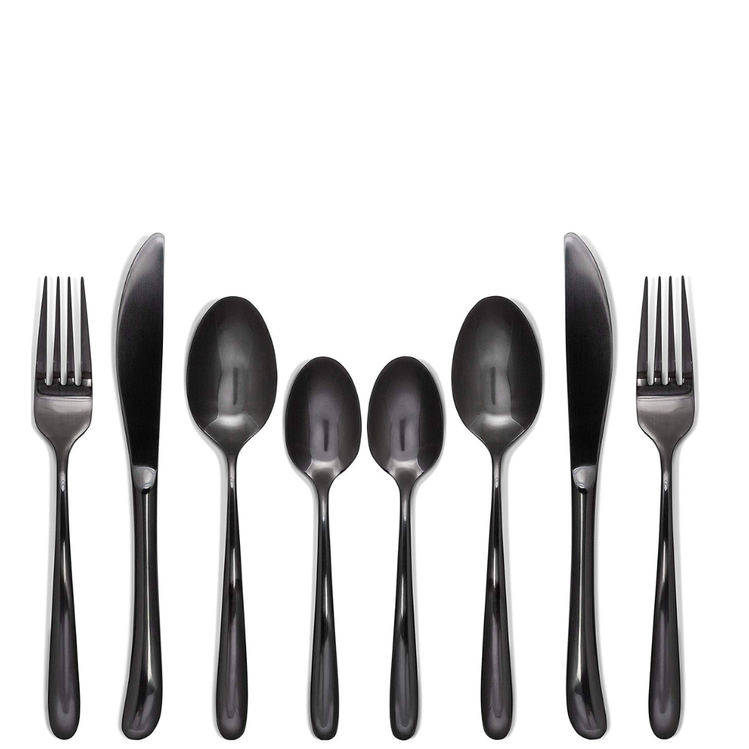Matte Black Home & Hotel Cutlery for Kitchens | Spoon Set Of 08 - Star Work 