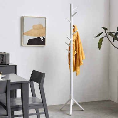 Metal Tree Coat Rack Stand With Hooks For Suits (White)