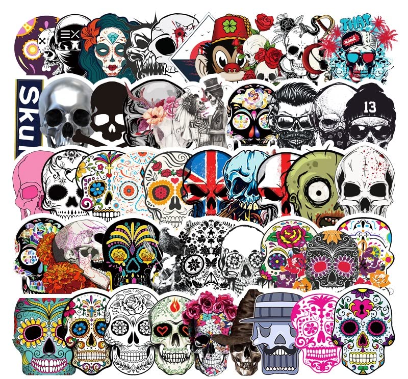 50 Pcs Stickers Of Skull, Vinyl Waterproof Stickers for Water Bottles, Laptop, Skateboard Journaling Scrapbook.