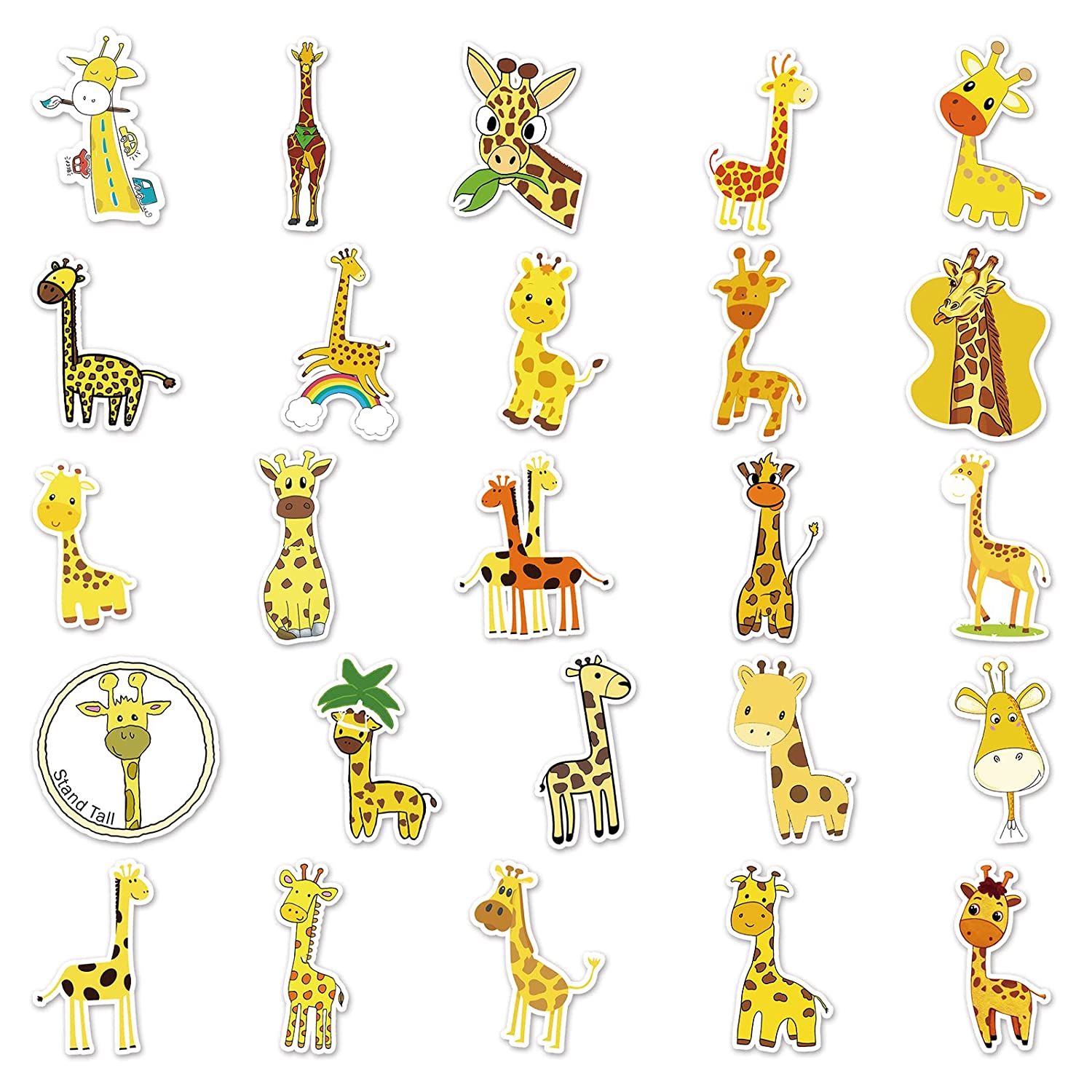 50 Pcs Stickers Of Giraffe, Vinyl Waterproof Stickers for Water Bottles, Laptop, Skateboard Journaling Scrapbook.