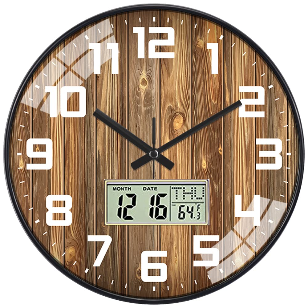 Digital Analog Wall Clock - Rosewood Digital