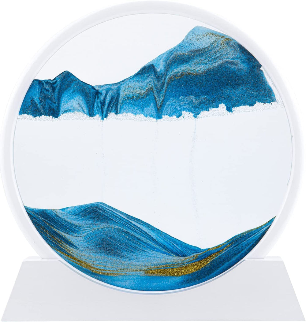 STAR WORK Moving Sand Art Decor - Round Moving Sand Art Frame (12 IN, 7 IN ,BLUE)