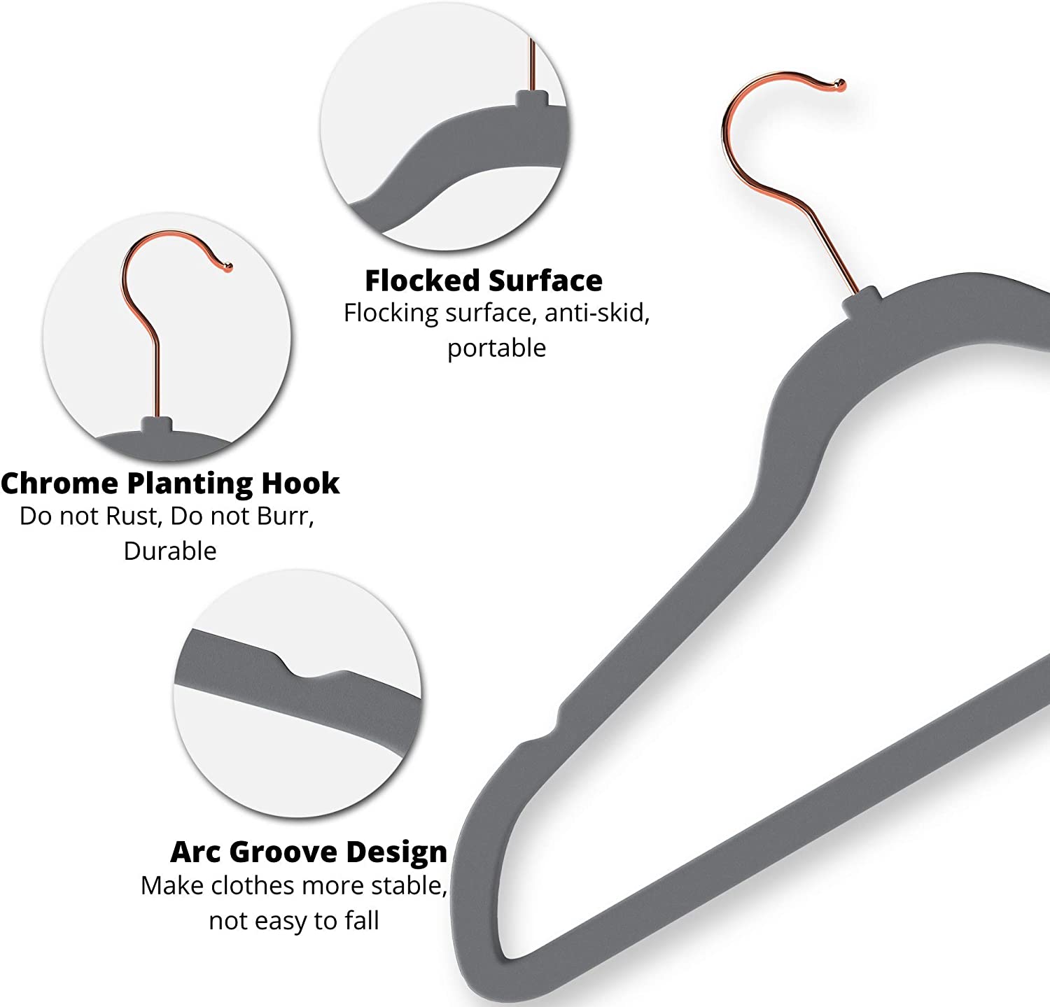 Velvet Hanger | Ultra Thin Space Saving Premium Velvet Hangers - Grey