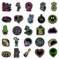 50 Pcs Of Dark Neon Stickers, Vinyl Waterproof Stickers for Water Bottles, Laptop, Skateboard.