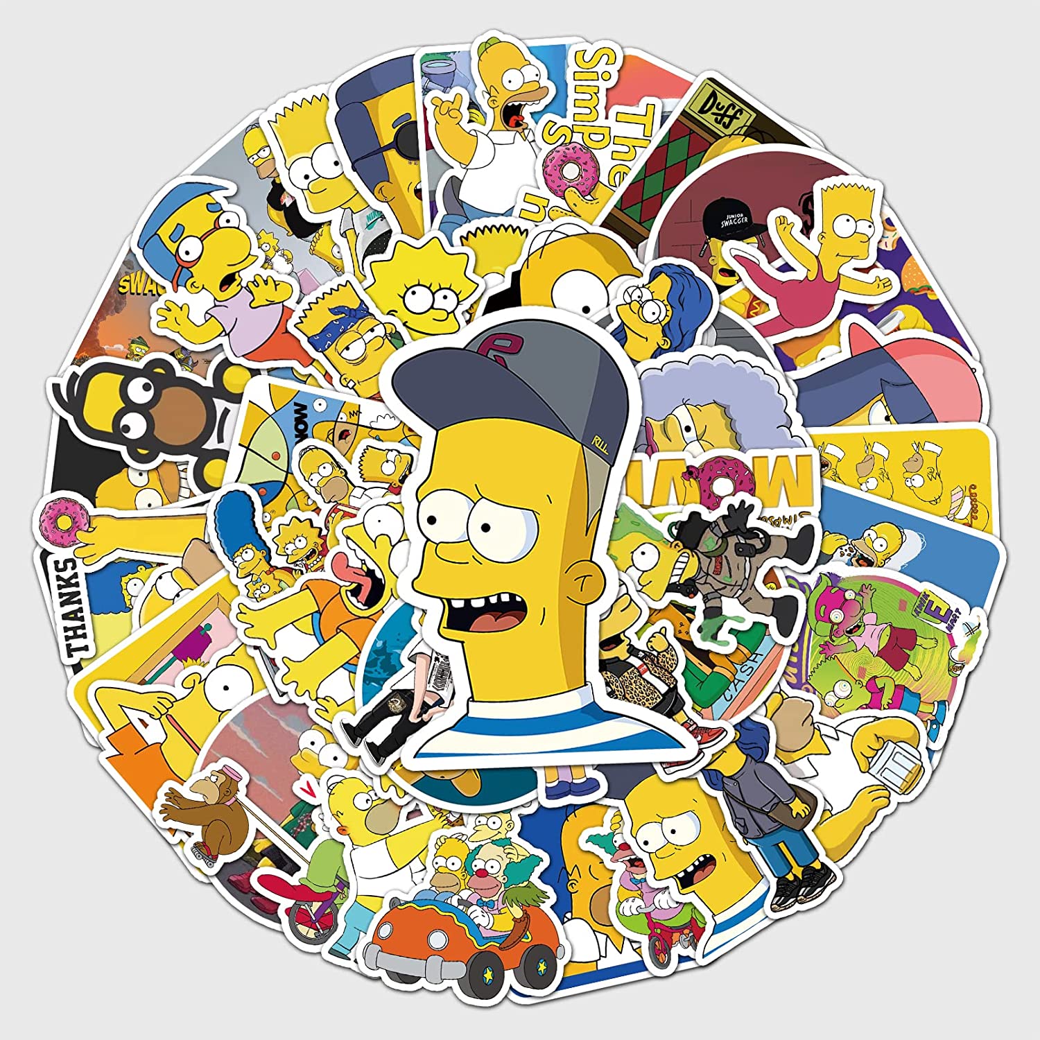 50 Pcs Stickers Of Yellow Simpson, Vinyl Waterproof Stickers for Water Bottles, Laptop, Skateboard Journaling Scrapbook.