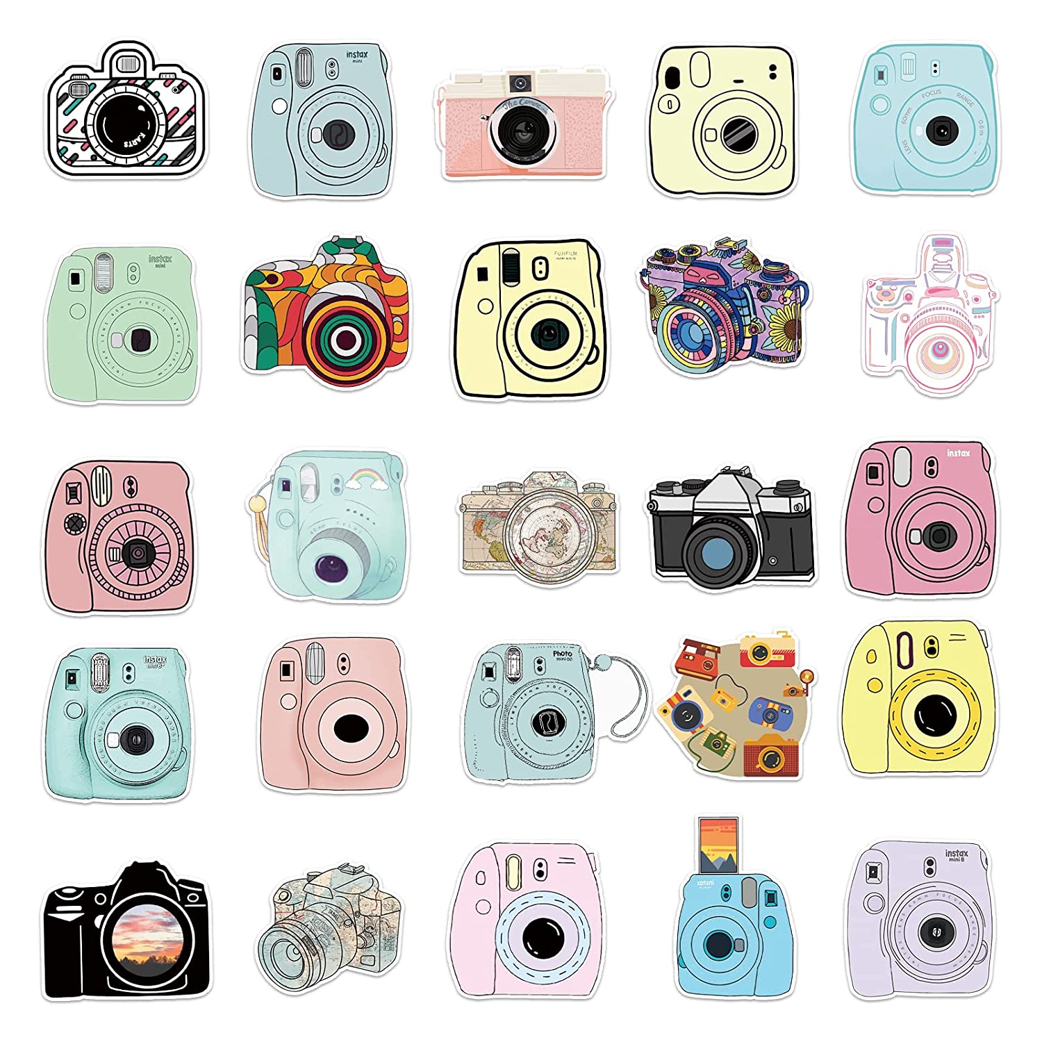 50 Pcs Of Camera Stickers, Vinyl Waterproof Stickers for Water Bottles, Laptop, Skateboard.