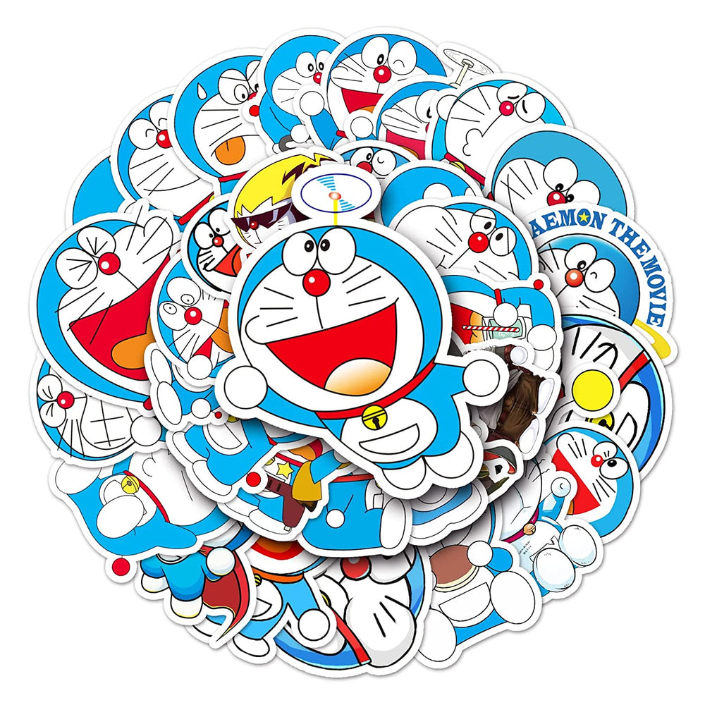 50 Pcs Stickers Of DOREMON, Vinyl Waterproof Stickers for Water Bottles, Laptop, Skateboard Journaling Scrapbook.