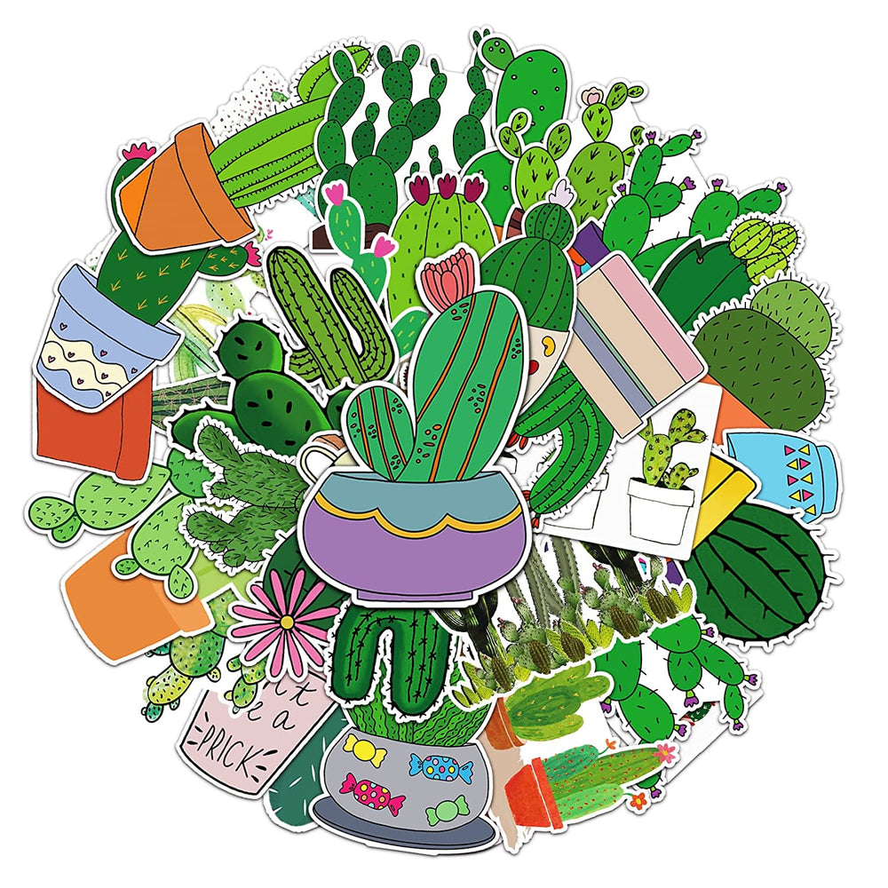 50 Pcs Stickers Of Cactus, Vinyl Waterproof Stickers for Water Bottles, Laptop, Skateboard Journaling Scrapbook.