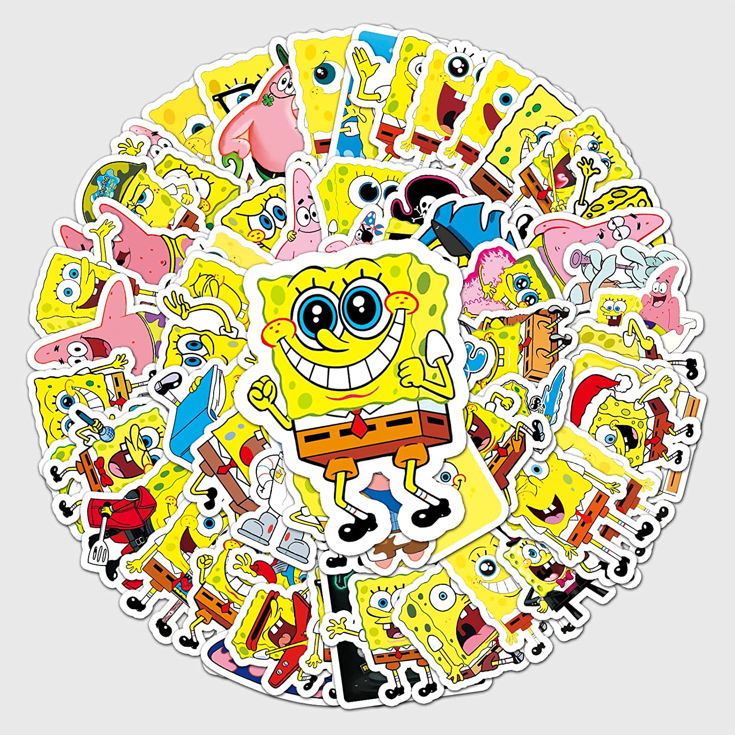 50 Pcs Stickers Of Spongebob, Vinyl Waterproof Stickers for Water Bottles, Laptop, Skateboard Journaling Scrapbook.