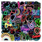 50 Pcs Stickers Of NEON Party, Vinyl Waterproof Stickers for Water Bottles, Laptop, Skateboard Journaling Scrapbook.