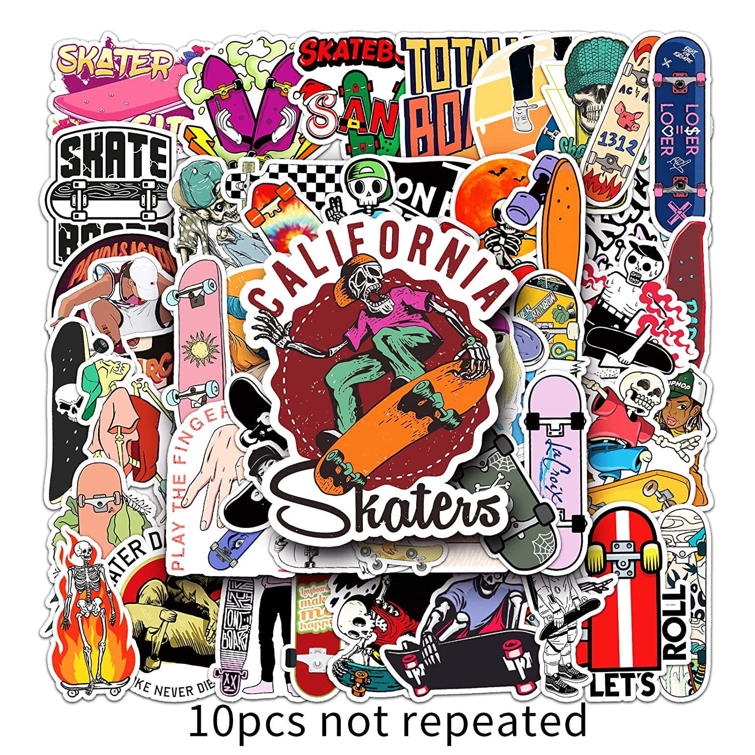 50 Pcs Stickers Of Skateboard, Vinyl Waterproof Stickers for Water Bottles, Laptop, Skateboard Journaling Scrapbook.