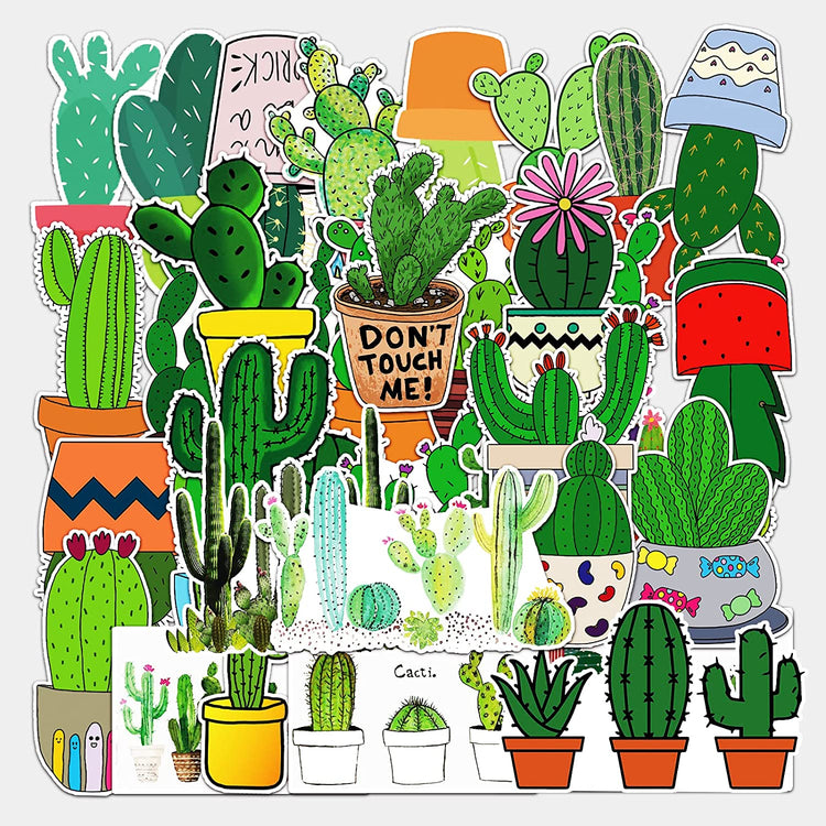 50 Pcs Stickers Of Cactus, Vinyl Waterproof Stickers for Water Bottles, Laptop, Skateboard Journaling Scrapbook.