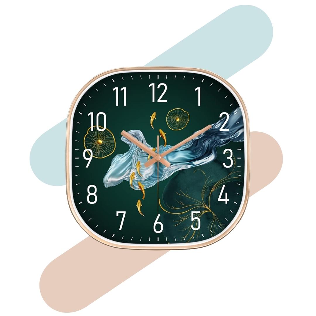 Silence non-ticking Plastic Frame Jelly Fish Square Wall Clock