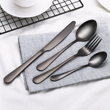 Matte Black Home & Hotel Cutlery for Kitchens | Spoon Set Of 04 - Star Work 