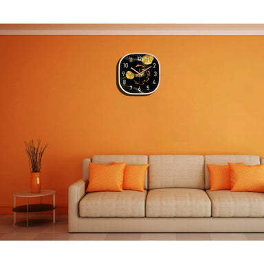 Star Work Silence non-ticking Plastic Frame Gold Fish Square Wall Clock - Star Work 