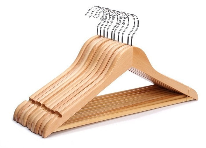 Extra Strong Wooden Hangers For Suits | Wooden Hanger for Clothes Pack Of 06 - Star Work 