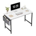 Computer Desk Study Writing Table with 2 Hooks for Home & Office(White) - Star Work 